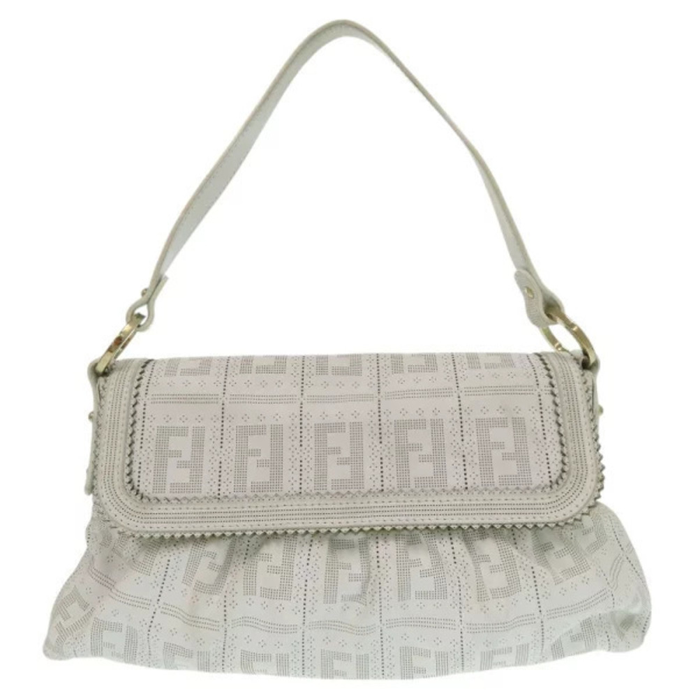 Fendi Zucca Hobo bag handbag leather white